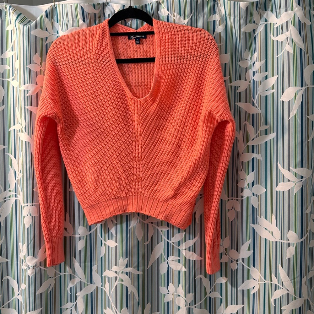 Freshman 1996 Womens  Knitted Crop Coral Color Sweater Size Small
